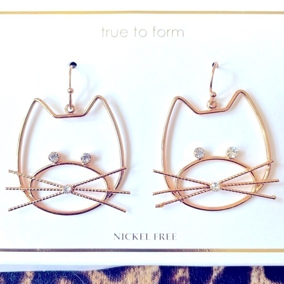 Brand New True to Form Nickel Free Gold Tone Kitty Cat w/ Rhinestone Eyes & Nose - Picture 5 of 9